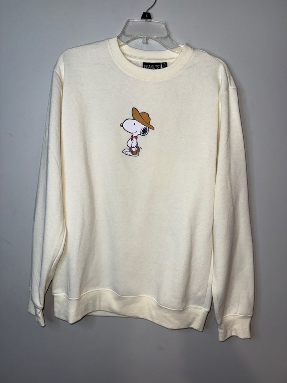 Peanuts Cream Crewneck with Snoopy Cowboy Graphic